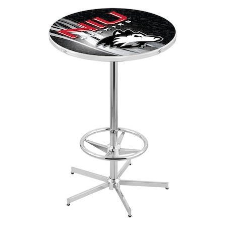 Holland Bar Stool Co 42" Chrome Northern Illinois Pub Table, 28" dia. Top L216C4228NorIll-D2